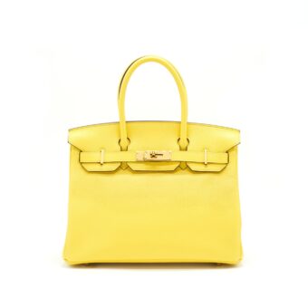 Hermes Birkin 30 Taurillon Novillo Leather 9O Jaune De Naples GHW Stamp D
