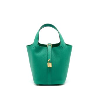 Hermes picotin 18 Lock Bag Vert Jade GHW stamp Z Taurillon Maurice Leather
