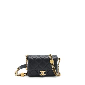 Chanel 22A Small Flap Bag Caviar Black Brushed GHW (Microchip)