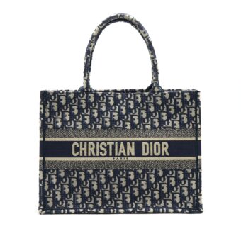 Dior Small Booktote Bag Blue Oblique Embroidery