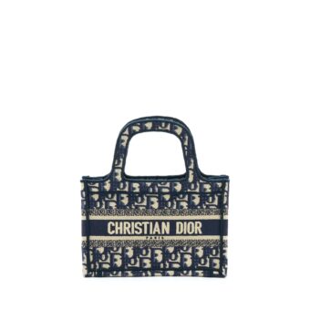 Dior Mini Book Tote Blue Oblique Embriodery