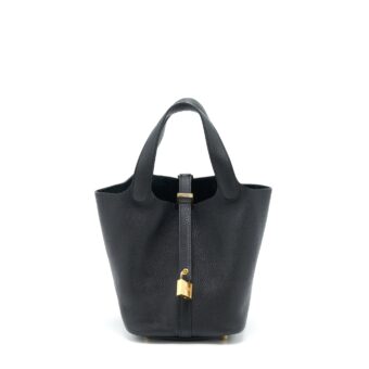 Hermes Picotin 18 Clemence Black GHW Stamp Z