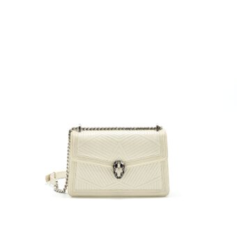 Bvlgari Serpenti Diamond Blast Shoulder Bag in white SHW