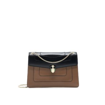 BVLGARI SERPENTI FOREVER SHOULDER BAG IN DARK BEIGE AND BLACK