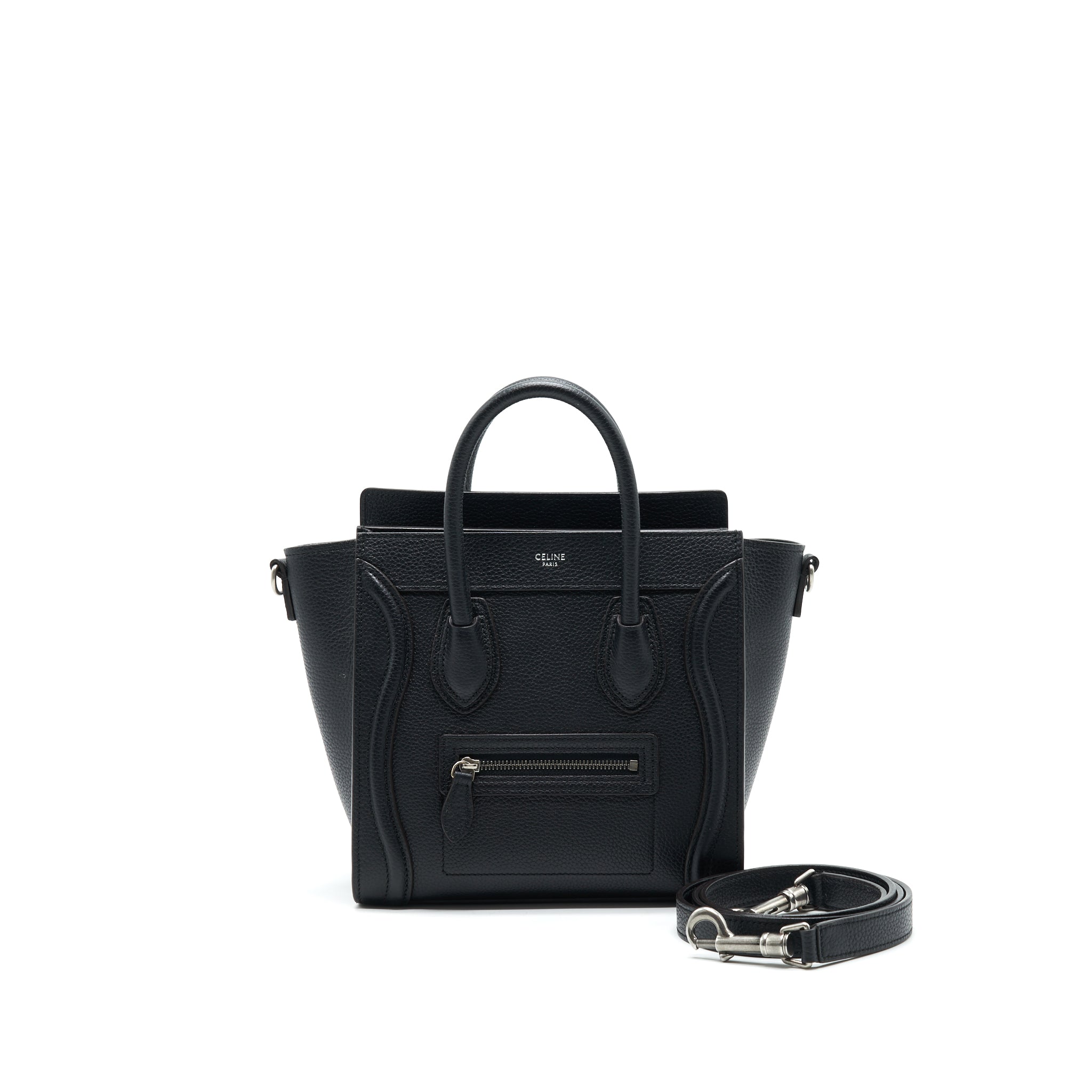 Celine Nano Luggage in Grained Leather Black