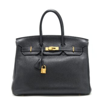Hermes birkin 35 Clemence black GHW stamp Square N