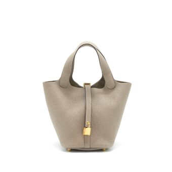 Hermes Picotin 18 Lock Bag Taurillon Maurice M8 Gris Asphalte GHW  Stamp Z