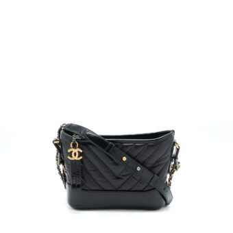 Chanel Chevron Small Gabrielle Hobo Bag Black Multicolour Hardware