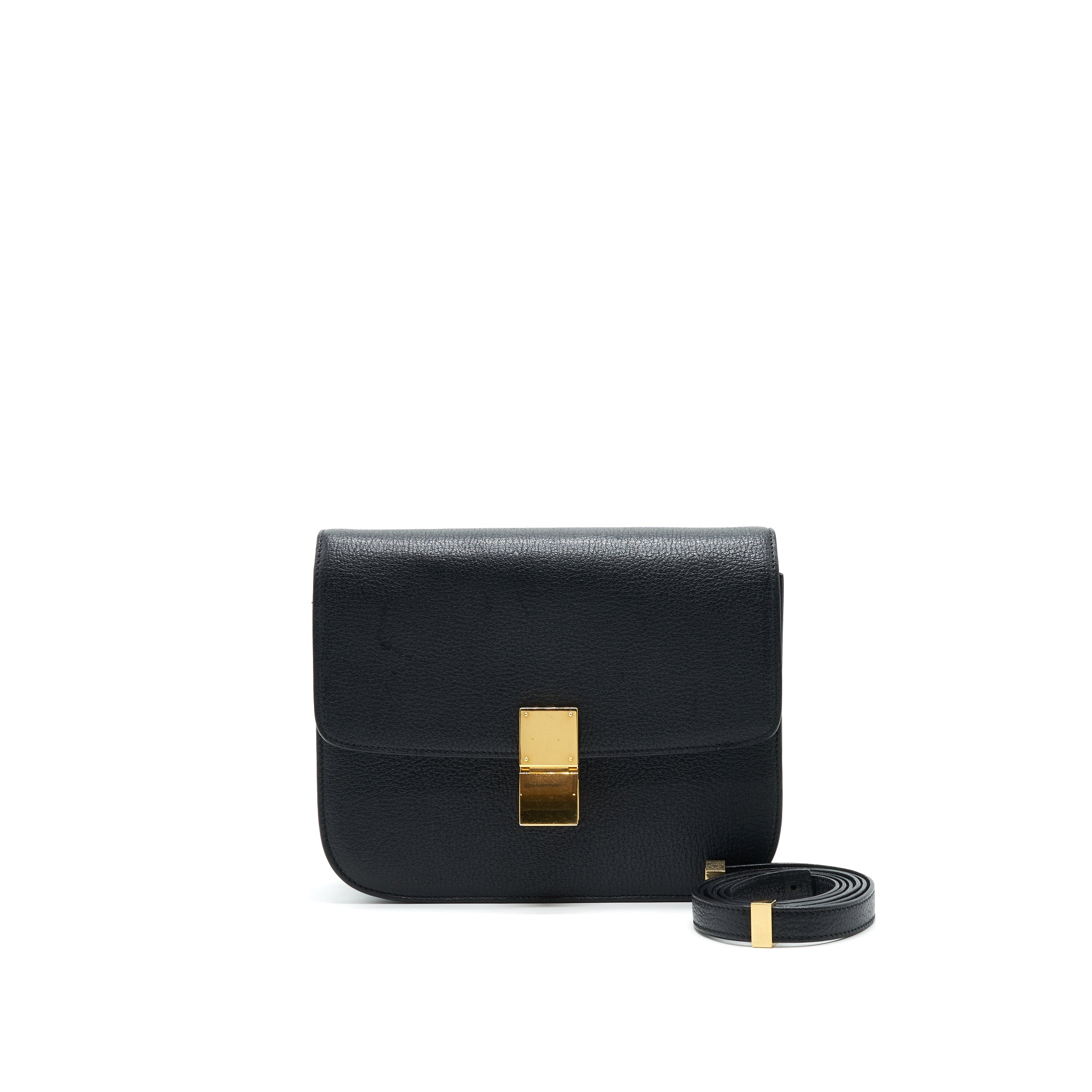 CELINE MEDIUM CLASSIC BOX BAG Goatskin LACK
