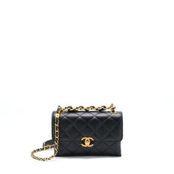 Chanel 22S Seasonal Flap Bag Calfskin Black Brushed GHW