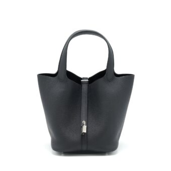 Hermes Picotin 22 Lock Bag Clemence Black SHW Stamp Z