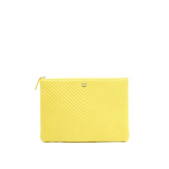 CHANEL CHEVRON CLUTCH BAG IN YELLOW SHW