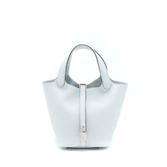 Hermes Picotin 18 Lock Bag Clemence Blue Pale SHW Stamp U