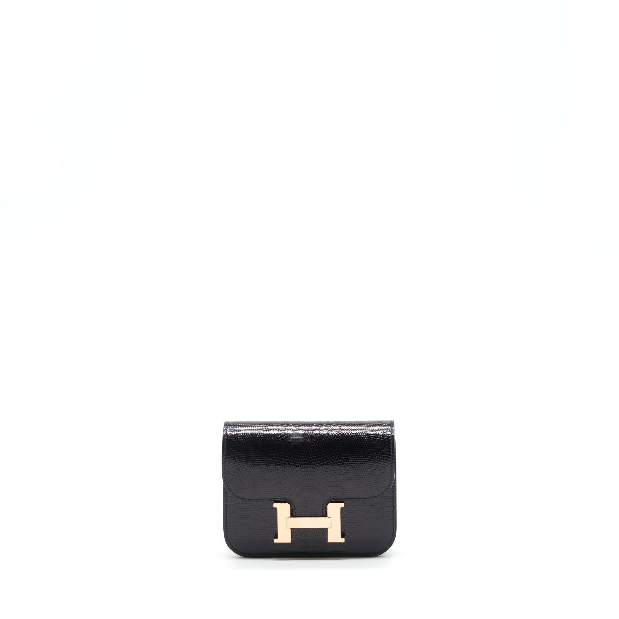 Hermes constance slim lizard leather black with RGHW stamp Z