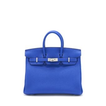 Hermes birkin 25 Togo leather blue royal / capuchins with SHW stamp U