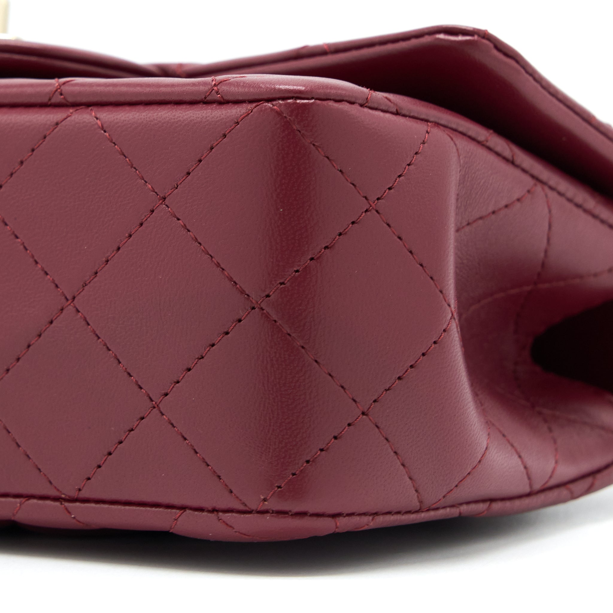 Chanel Top Handle Mini Rectangular Flap Bag Lambskin Burgundy GHW (Microchip) - Image 9
