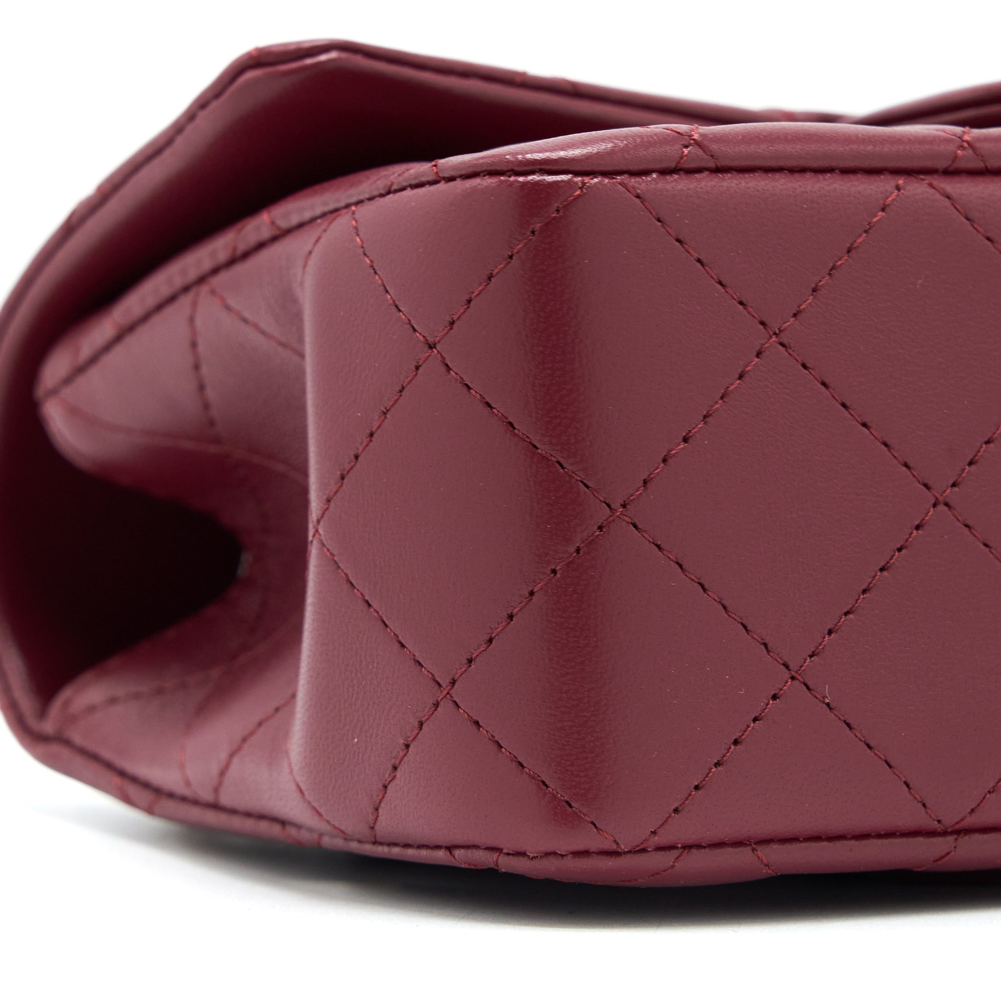 Chanel Top Handle Mini Rectangular Flap Bag Lambskin Burgundy GHW (Microchip) - Image 10