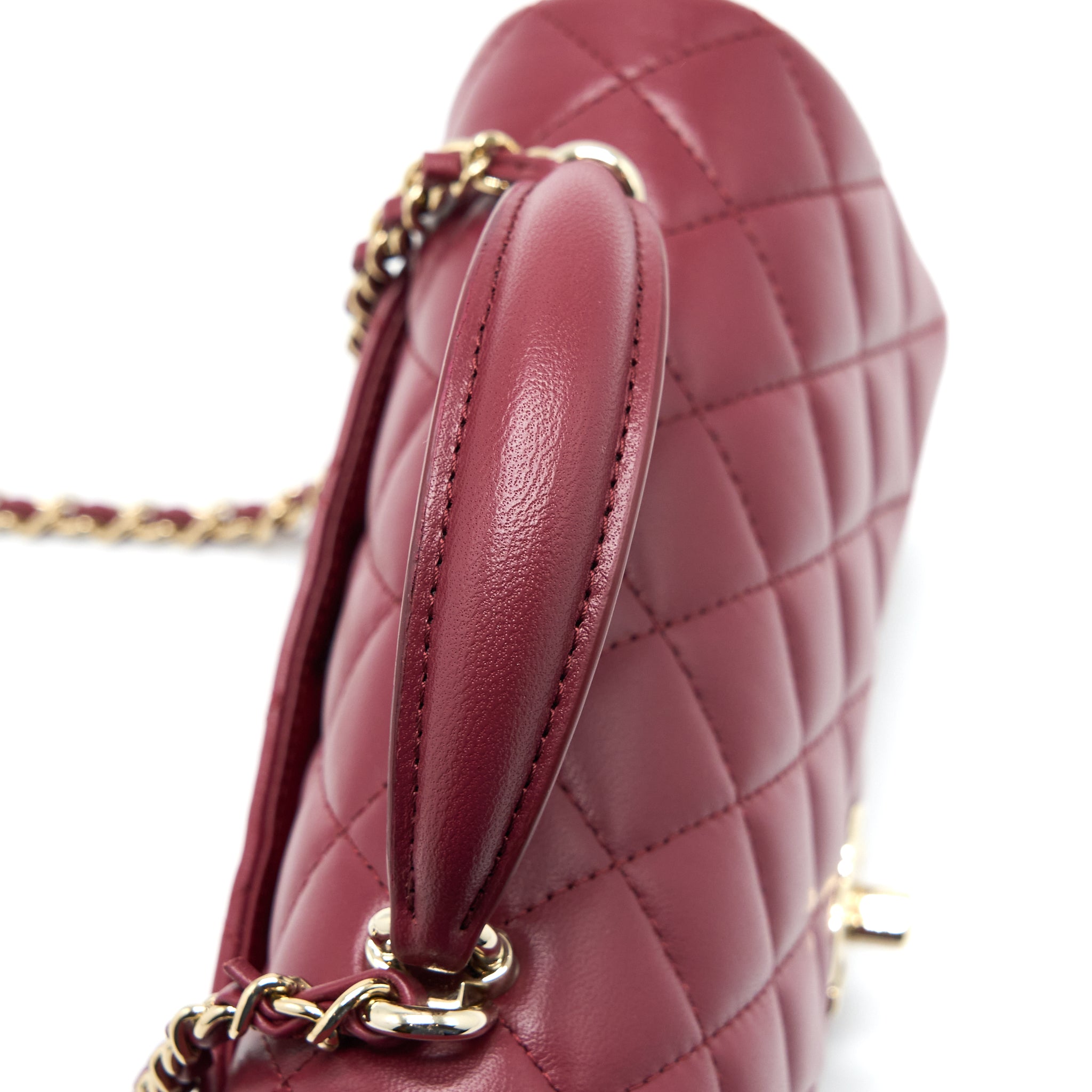 Chanel Top Handle Mini Rectangular Flap Bag Lambskin Burgundy GHW (Microchip) - Image 8