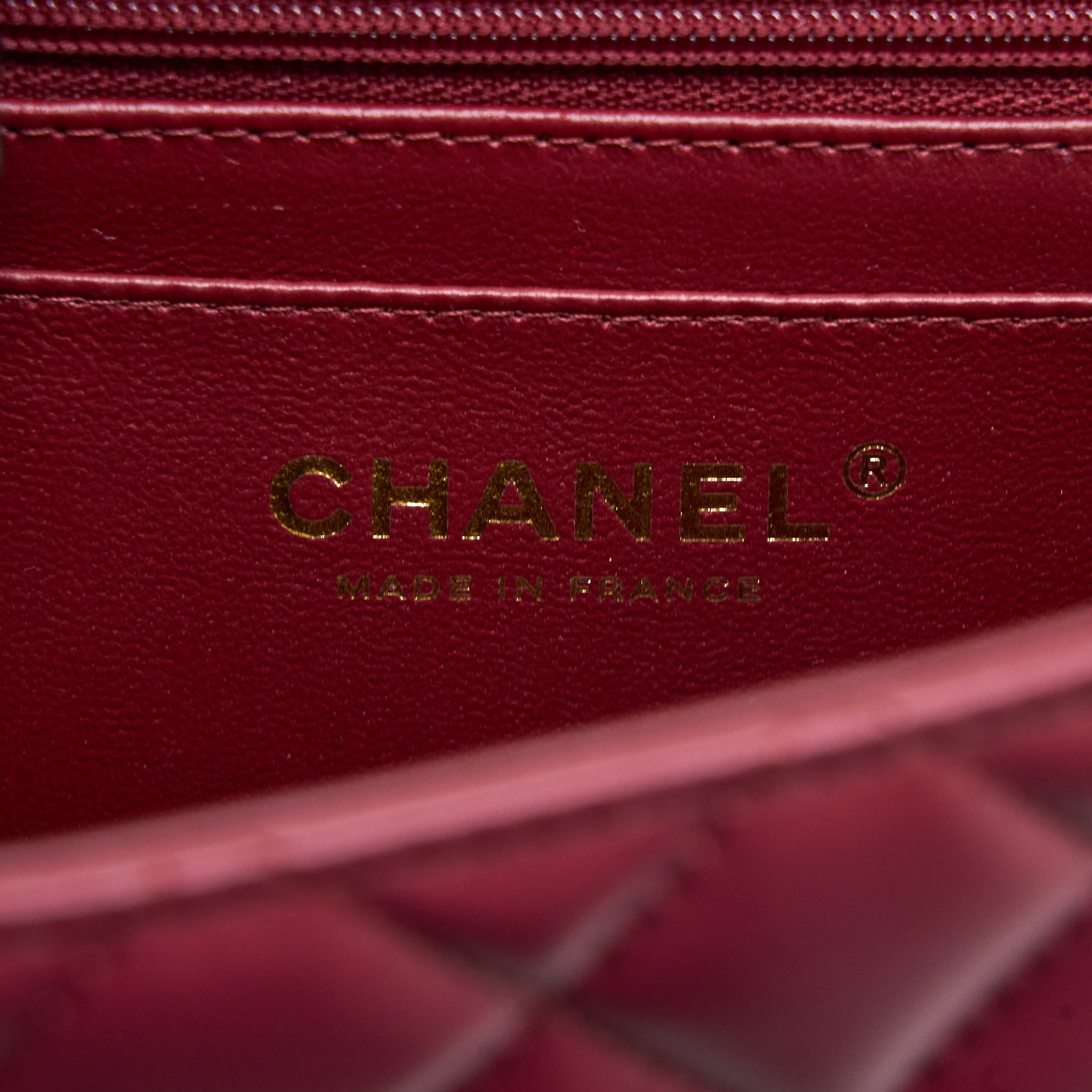 Chanel Top Handle Mini Rectangular Flap Bag Lambskin Burgundy GHW (Microchip) - Image 12