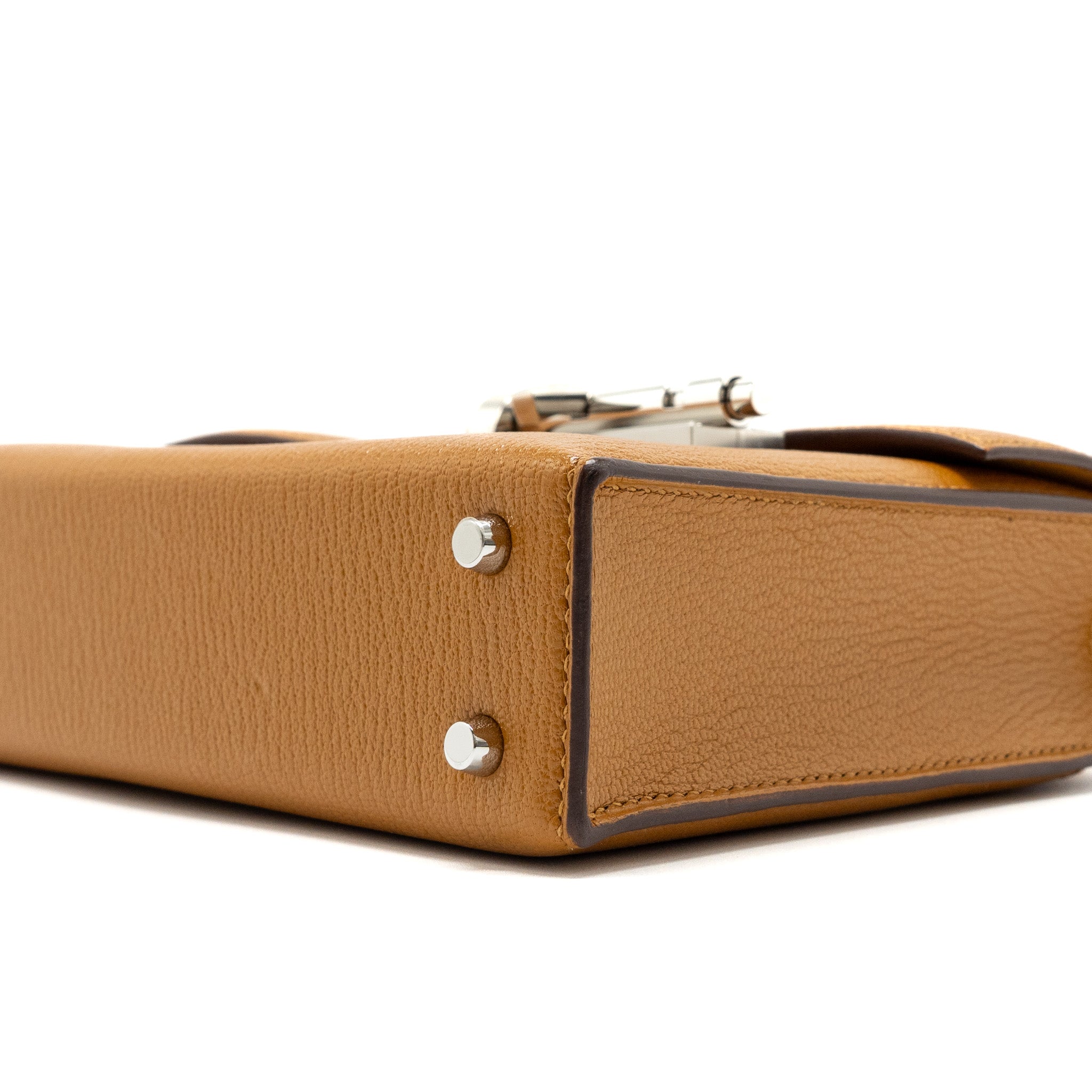 Hermes Mini Strap Verrou Bag Chevre Mysore Caramel/Multicolour SHW Stamp Z - Image 13