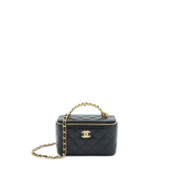 Chanel Letter Top Handle Long Vanity Caviar Black GHW