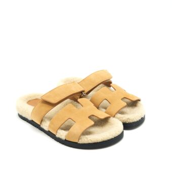 Hermes Size 37.5 Chypre sandal beige Doreen/ ecru