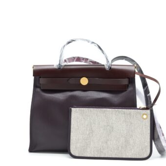 Hermes Herbag 31 Cassis/Ecru/Noir/Rouge Sellier GHW Stamp Z