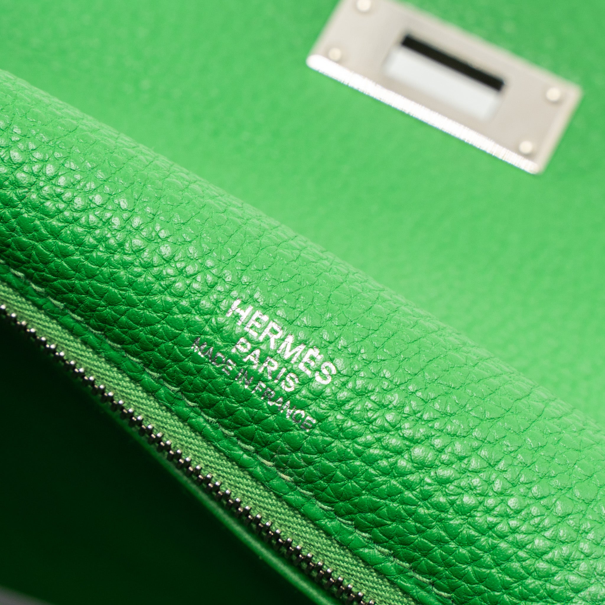 Hermes Kelly 32 Ghillies Togo/Swift Bamboo SHW Stamp Square R - Image 15