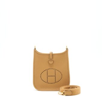 Hermes Mini Evelyne 16 Clemence Biscuit/ Camel GHW Stamp Z