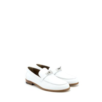 Hermes Size 38 Destin Loafer Calfskin White SHW