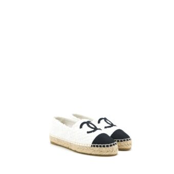 Chanel Size 37 Espadrilles Cotton/Tweed White/Black