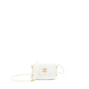 Chanel Pearl Crush Mini Crossbody Bag Lambskin White GHW