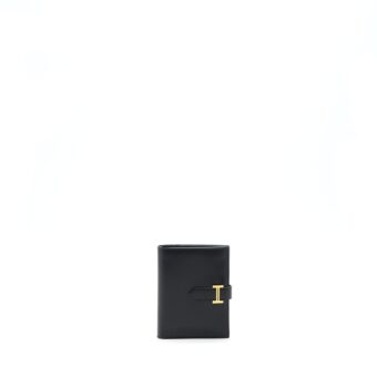 Hermes Bearn Compact Wallet Box Calfskin Black GHW Stamp C