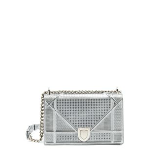 Dior Medium Diorama Metallic Silver SHW
