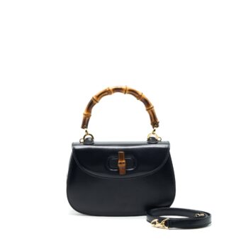 Gucci Vintage Bamboo Small Top Handle Bag Black