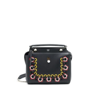 Fendi Dotcom Shoulder Bag Black with Stitch Details