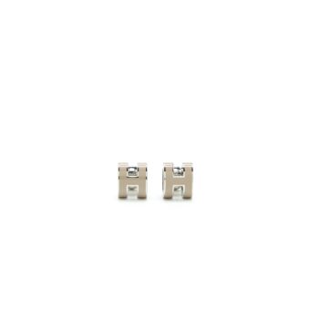 Hermes Mini Pop H Earrings Marron Glace/ Grey with SHW