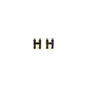HERMES MINI POP H EARRINGS BLACK GHW
