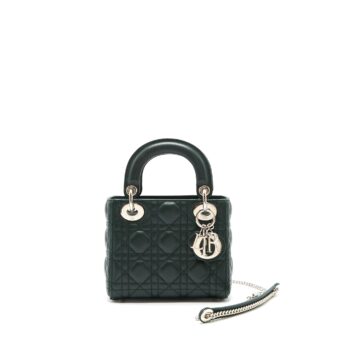 Dior mini Lady Dior lambskin Dark Green SHW
