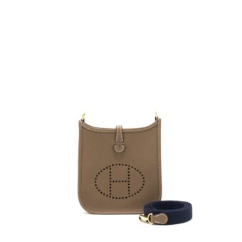 Hermes Mini Evelyne Etoupe / Indigo GHW Stamp Y