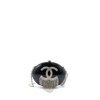 Chanel Runway Orb-shaped Evening Clutch Black with Crystal / Crystal Chain