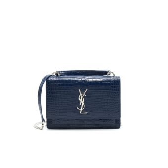Saint Laurent Sunset Chain Wallet Navy SHW