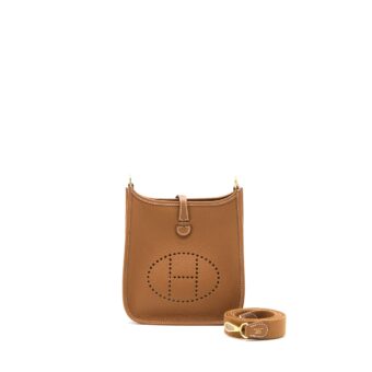Hermes Mini Evelyne Clemence Gold GHW Stamp U