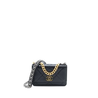 Chanel 19 Wallet on Chain Lambskin Black Multicolour Hardware