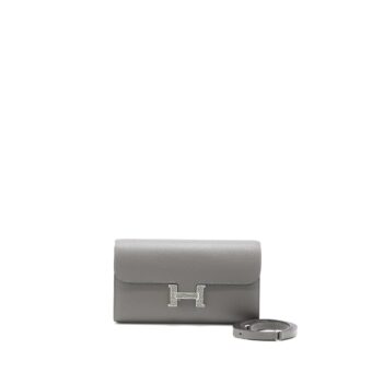 Hermes Constance To Go Epsom Lizard Buckle Gris Meyer/Gris Fonce SHW Stamp U