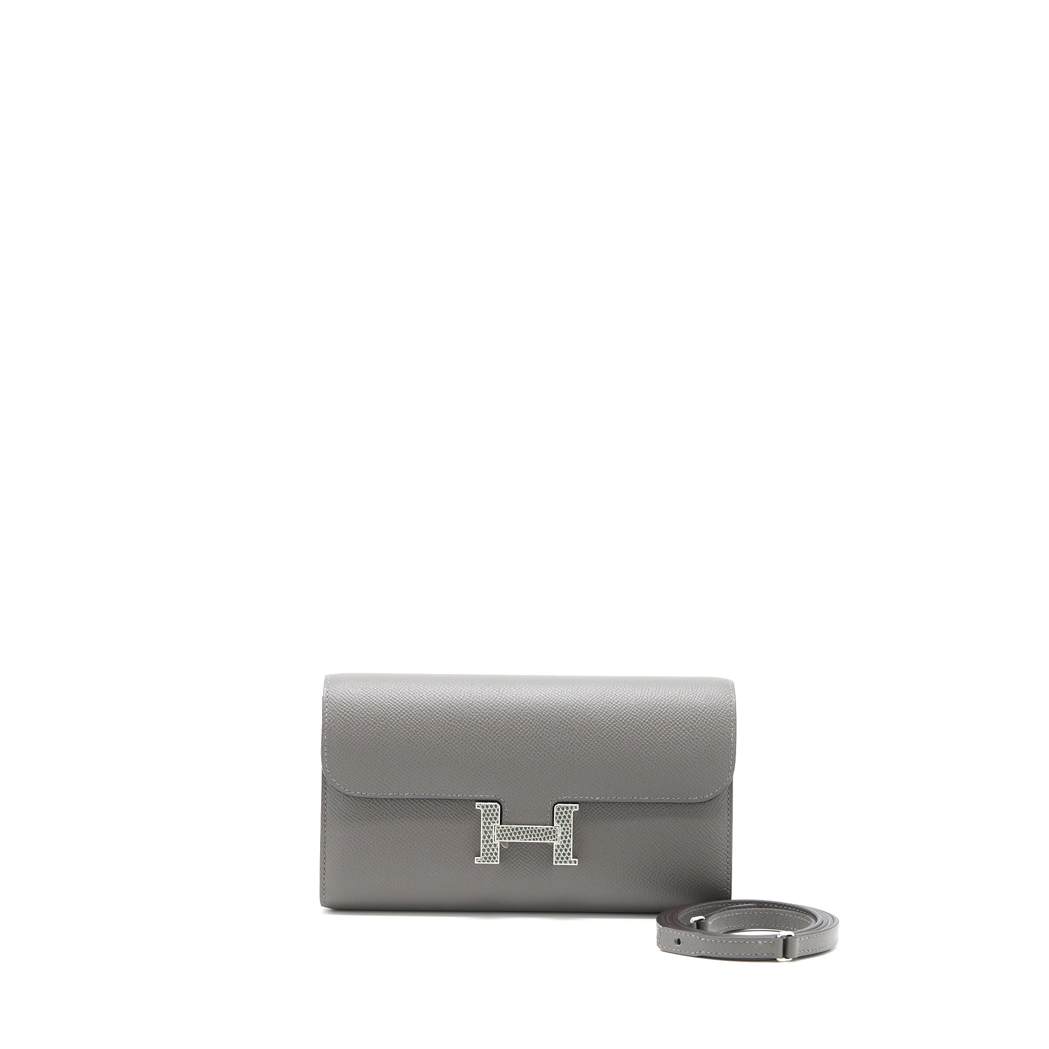 Hermes Constance To Go Epsom Lizard Buckle Gris Meyer/Gris Fonce SHW Stamp U
