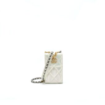 Chanel 19 Phone case with Chain iridescent White