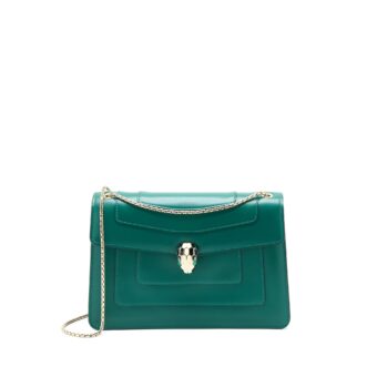 Bvlgari Serpenti Forever Shoulder Bag Calfskin Green LGHW