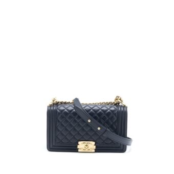 Chanel Medium Boy Bag Calfskin Navy LGHW
