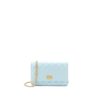 Chanel 2.55 Reissue Wallet On Chain Aged Calfskin Light Blue Brushed GHW (Microchip)